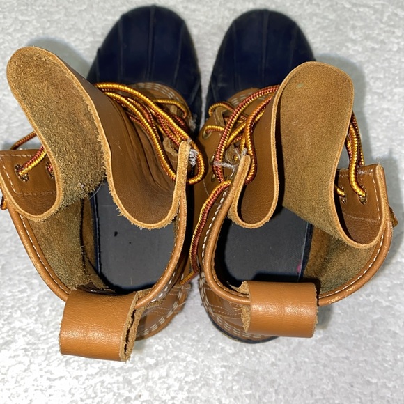 LL BEAN Classic Brown Leather blue Rubber 6” Duck Boots 212880 women’s sz 6m - Picture 6 of 9